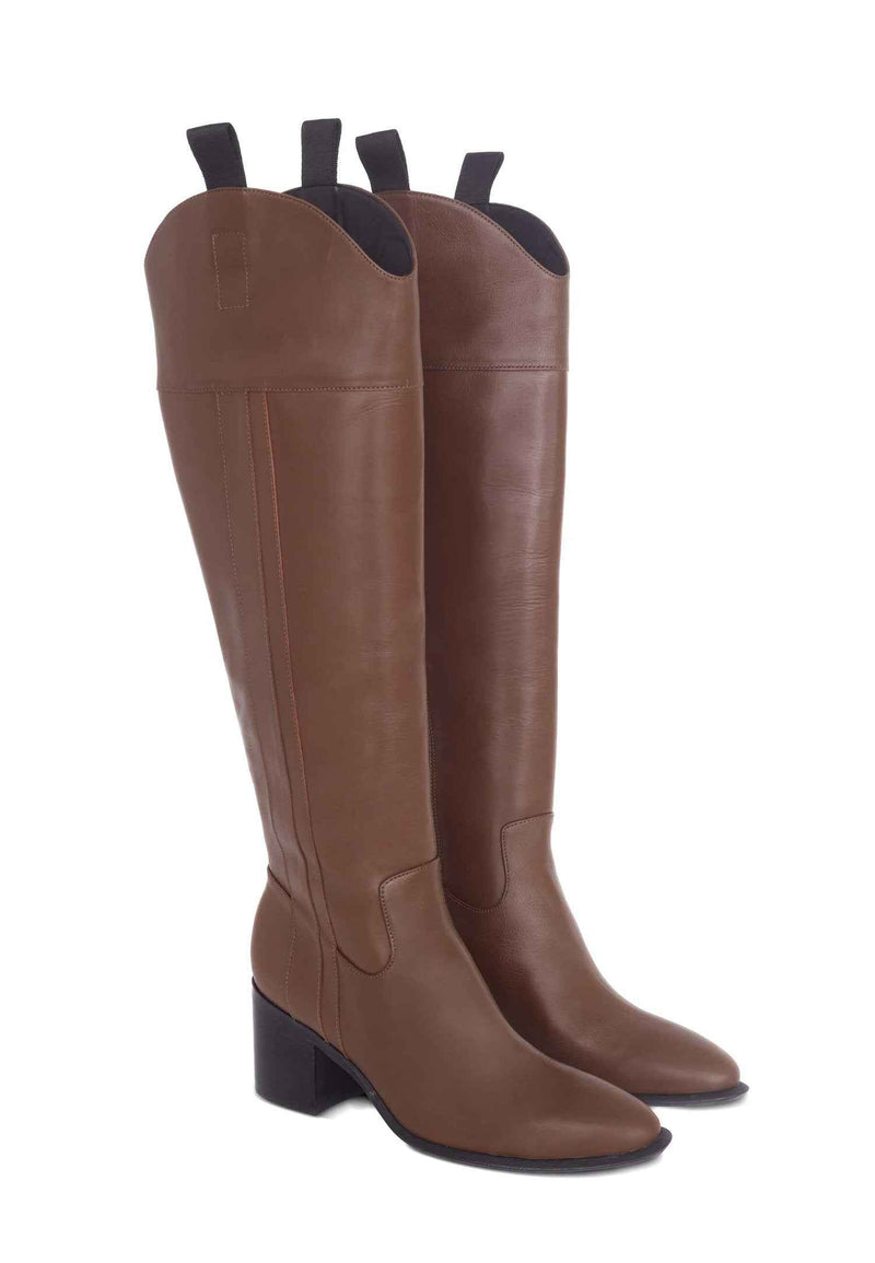 Canna Reitstiefel Damen Kalbsleder Braun - Blockabsatz 6,5 cm