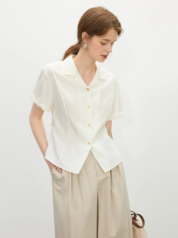 Elevate Your Summer Wardrobe with the FSLE Retro Cuban Collar Shirt for Women - Stylishly Loose Fit for Office and Casual Occasions - New Arrival for Summer 2025