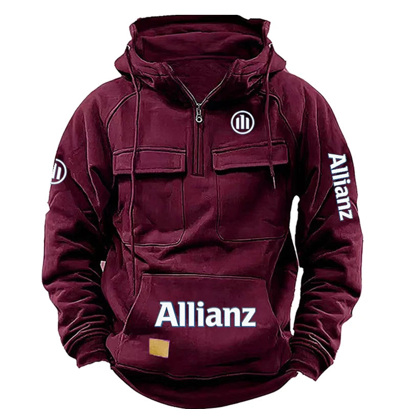 Allianz logo 2026 new Tough Guy Heavyweight Hoodie Men's Hooded Zipper Fleece Lined Thickened Loose Ins Men's  Pullover Clothes