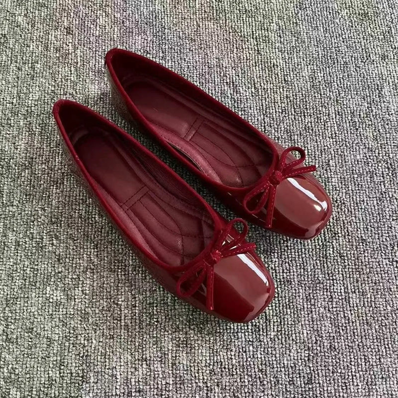 Spring New French Square Toe Flat Shoes - Women's Shallow Bowknot Casual Mary Jane Flats, Comfortable Versatile Daily Pumps 2026