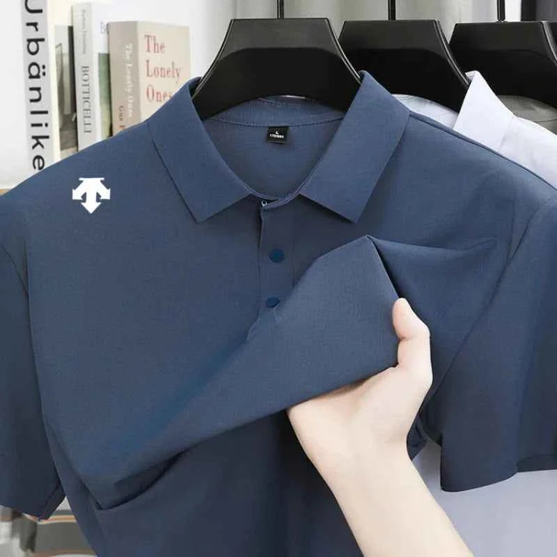 ZENVRA Premium Ice Silk Printed Polo Shirt | Breathable Short Sleeve Summer Sports T-Shirt for Men
