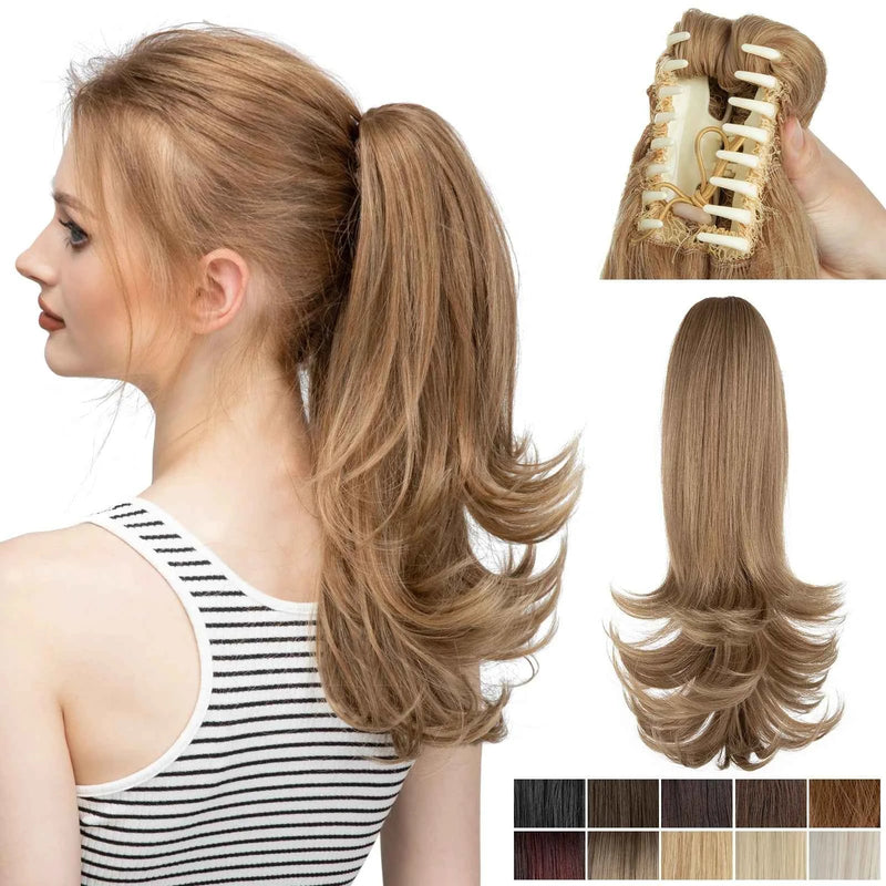 Zenvra™ GlamWave Claw Clip Ponytail Extension – 14 Inch