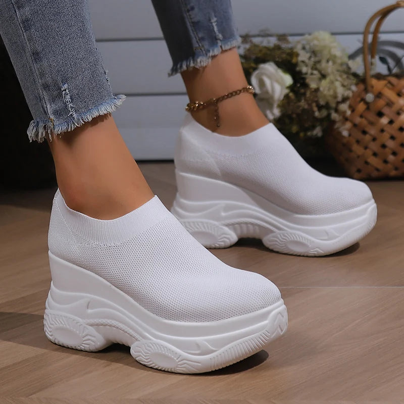 Zenvra CloudCore Chunky Sneakers – Breathable Knit Platform Comfort