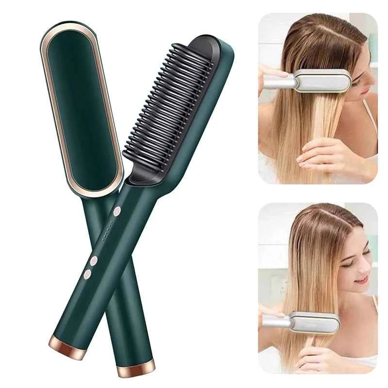 Electric Hair Straightening Brush | Fast-Heating Styling Comb & Hair Curler | ZENVRA