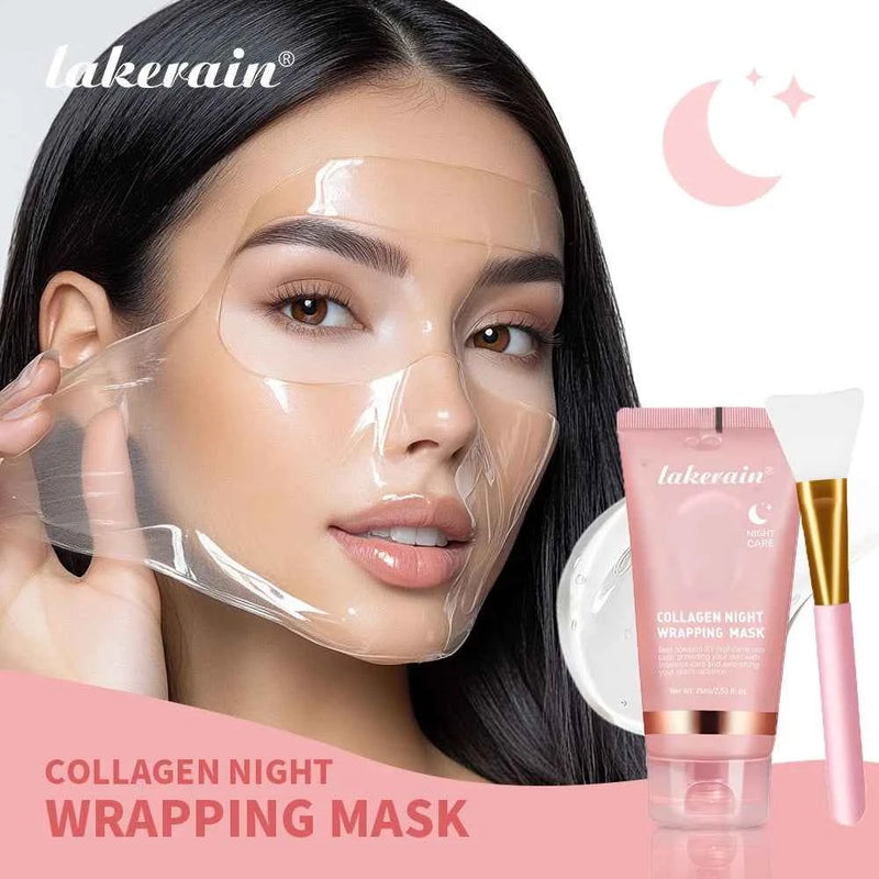 Collagen Wrapping Face Mask & Brush Set | Korean Brightening, Moisturizing & Skin Firming Treatment | ZENVRA