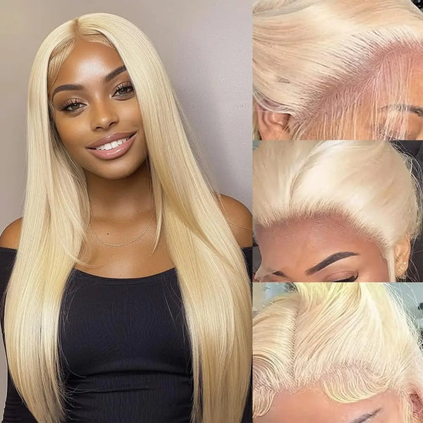 613 Straight Closure 4X4 Transparent Lace Blonde Closure Brazilian Remy Human Hair Lace Closure Pre Plucked for Women Free Part